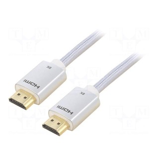 Cable | HDMI 2.1 | HDMI plug,both sides | PVC | textile | Len: 2m | 28AWG