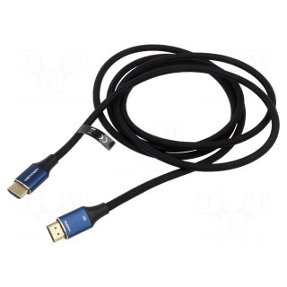 Cable | HDMI 2.1 | HDMI plug,both sides | PVC | textile | Len: 3m | black