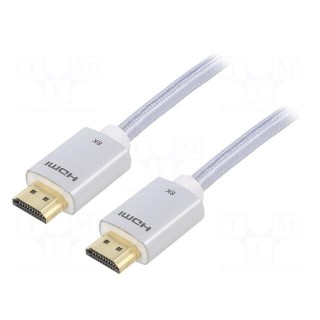 Cable | HDMI 2.1 | HDMI plug,both sides | PVC | textile | Len: 3m | 28AWG