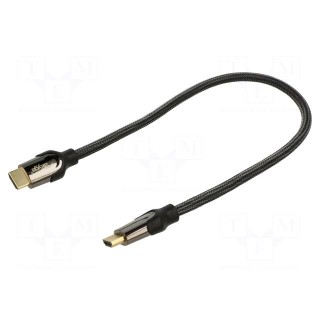 Cable | HDMI 2.1 | HDMI plug,both sides | textile | 0.5m | black