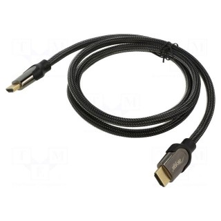 Cable | HDMI 2.1 | HDMI plug,both sides | textile | 1.5m | black