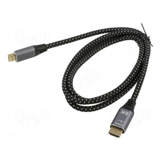 Cable | HDMI 2.1 | HDMI plug,both sides | textile | 1.5m | black | 30AWG