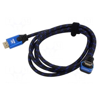 Cable | HDMI 2.1 | HDMI plug,HDMI plug 90° | textile | 3m | black-blue