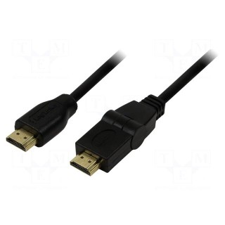 Cable | HDMI plug,HDMI plug movable ±90° | 1.8m | black