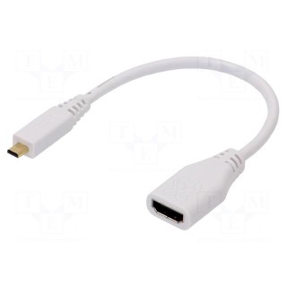 Cable | HDMI socket,micro HDMI plug | 0.235m | white