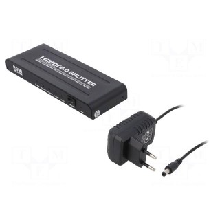 Splitter | HDMI 2.0 | black | Input: DC socket,HDMI socket
