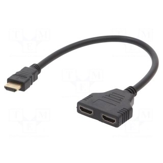 Splitter | passive | black | Input: HDMI plug | Out: HDMI socket x2