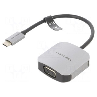 Adapter | D-Sub 15pin HD socket,USB C plug | 0.15m | black | grey