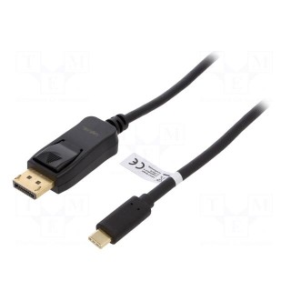 Adapter | DisplayPort plug,USB C plug | 1.8m | black | black