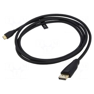 Adapter | DisplayPort plug,USB C plug | gold-plated | 1.5m | black