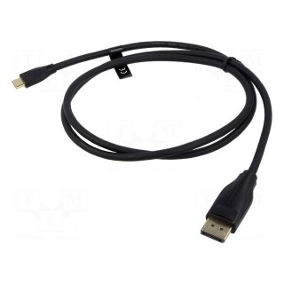 Adapter | DisplayPort plug,USB C plug | gold-plated | 1m | black | PVC