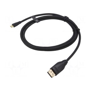 Adapter | DisplayPort plug,USB C plug | gold-plated | 2m | black | PVC