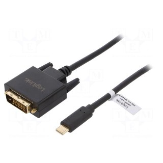 Adapter | DVI-D (24+1) plug,USB C plug | 1.8m | Colour: black
