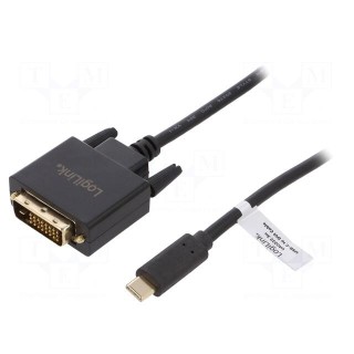 Adapter | DVI-D (24+1) plug,USB C plug | 3m | Colour: black