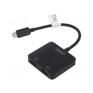Adapter | HDCP 2.2 | HDMI socket x2,USB C plug | black