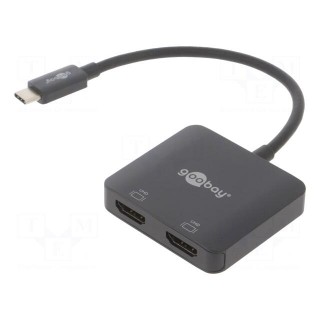 Adapter | HDCP 2.2,HDMI 2.1 | HDMI socket x2,USB C plug | 0.12m