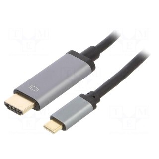 Adapter | HDCP,HDMI 2.0,USB 3.2 | HDMI plug,USB C plug | 1.8m | grey