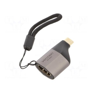 Adapter | HDMI 1.4 | HDMI socket,USB C plug | gold-plated | grey