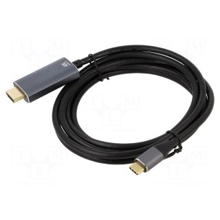 Adapter | HDMI 2.0 | HDMI plug,USB C plug | 1.8m | black | Core: Cu