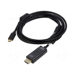 Adapter | HDMI 2.0 | HDMI plug,USB C plug | nickel plated | 2m | black
