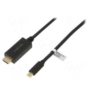 Adapter | HDMI plug,USB C plug | 1.8m | black | 32AWG