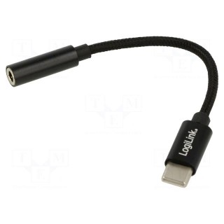 Adapter | Jack 3.5mm 4pin socket,USB C plug | 0.13m | black