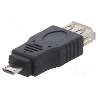 Adapter | OTG,USB 2.0 | USB A socket,USB B micro plug | black
