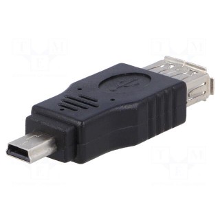 Adapter | OTG,USB 2.0 | USB A socket,USB B mini plug | black
