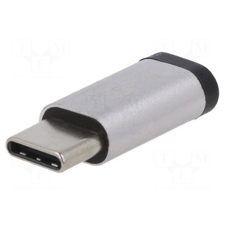 Adapter | OTG,USB 2.0 | USB B micro socket,USB C plug | silver