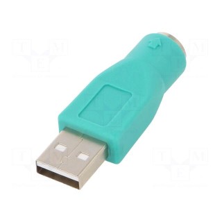 Adapter USB-PS2 | PS/2 socket,USB A plug | nickel plated | green