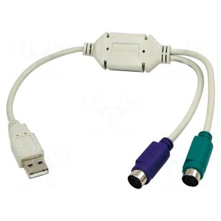 Adapter USB-PS2 | USB 1.1 | PS/2 socket x2,USB A plug | white
