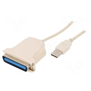 Adapter | USB 2.0 | Centronics 36pin plug,USB A plug | 1.8m | white