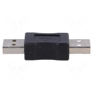 Adapter | USB 2.0 | USB A plug,both sides | nickel plated | black