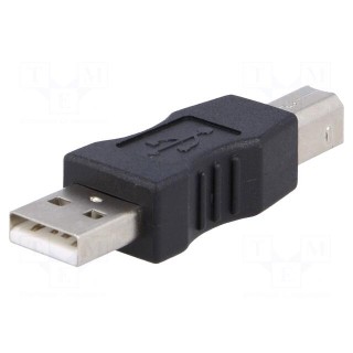 Adapter | USB 2.0 | USB A plug,USB B plug | nickel plated | black