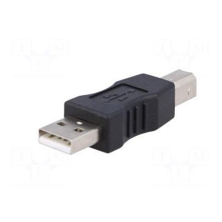 Adapter | USB 2.0 | USB A plug,USB B plug | nickel plated | black