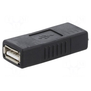 Adapter | USB 2.0 | USB A socket,both sides | gold-plated | black