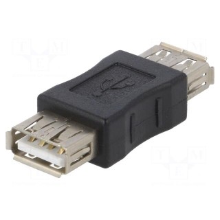 Adapter | USB 2.0 | USB A socket,both sides | nickel plated