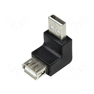 Adapter | USB 2.0 | USB A socket,USB A angled plug | Colour: black