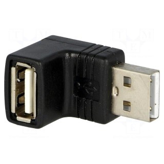 Adapter | USB 2.0 | USB A socket,USB A angled plug | gold-plated
