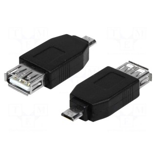 Adapter | USB 2.0 | USB A socket,USB B micro plug | Colour: black