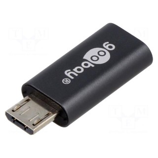 Adapter | USB 2.0 | USB B micro plug,USB C socket | Colour: grey