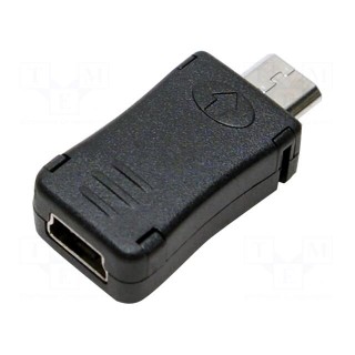 Adapter | USB 2.0 | USB B micro plug,USB mini 5pin socket | black