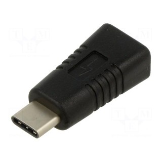 Adapter | USB 2.0 | USB B micro socket,USB C plug | black