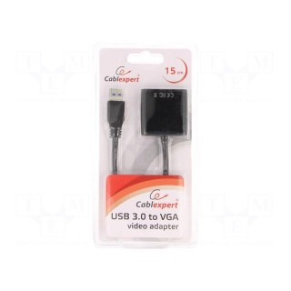 Adapter | USB 3.0 | D-Sub 15pin HD socket,USB A plug | 0.15m | black