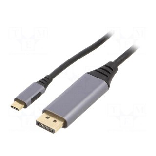 Adapter | USB 3.0 | DisplayPort plug,USB C plug | 1.8m | black | 32AWG