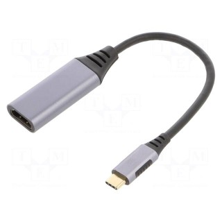 Adapter | USB 3.0 | HDMI socket,USB C plug | 0.15m | black | grey