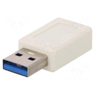 Adapter | USB 3.0 | USB A plug,USB C socket | Colour: white