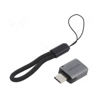 Adapter | USB 3.0 | USB A socket,USB C plug | nickel plated | grey