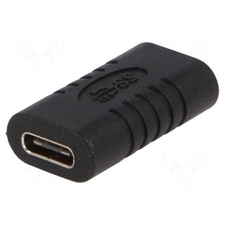 Adapter | USB 3.0 | USB C socket,both sides | black