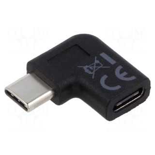 Adapter | USB 3.0 | USB C socket,USB C angled plug | black